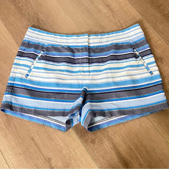 J.‎ CREW Shorts Women Sz 10 Blue White Zig Zag Stripe # 09314 Cotton Blend 34x3” - Picture 3 of 12